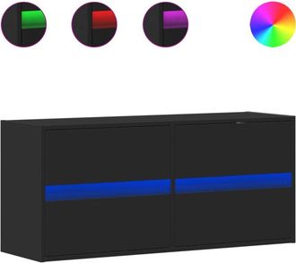 vidaXL Vidaxl - Mueble De Tv De Pared Con Luces Led Negro 100x31x45 Cm