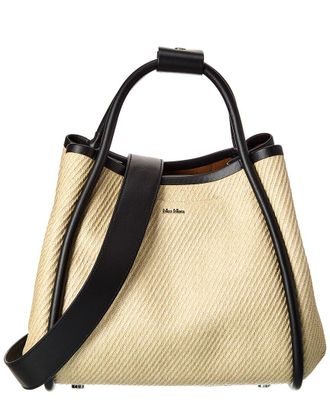 Max Mara Woven & Leather Shoulder Bag