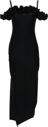 Coperni Ruffled Trim Black Midi Dress