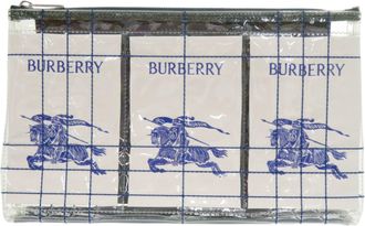 Burberry Clear Green Vinyl Canvas Pouch (Pre-Owned)