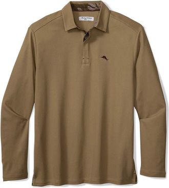Tommy Bahama Vintage Vines Long Sleeve Five OClock IslandZone Piqué Polo in Chicory Khaki at Nordstrom, Size Xxx-Large