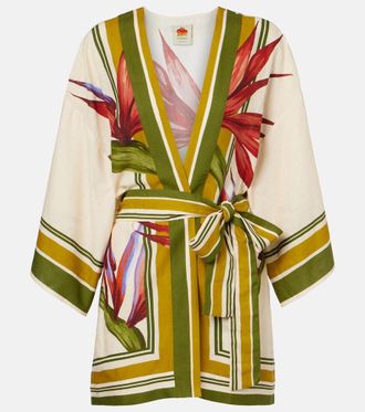 Farm Rio Strilitizia floral linen-blend kaftan