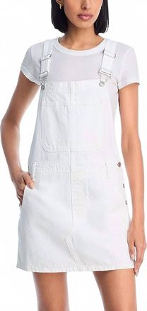 Re/Done Overall Denim Mini Dress In White