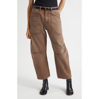 Nili Lotan Shon Barrel Leg Jeans in Vintage Brown Wash at Nordstrom, Size 26