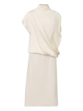Fabiana Filippi draped high-neck dress - White
