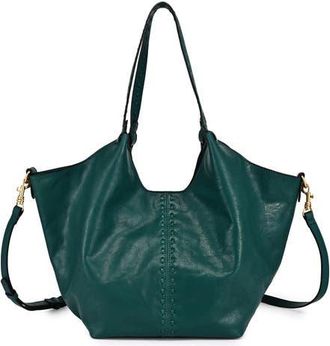 OLD TREND Magnolia Genuine Leather Handwoven Convertible Tote in Teal at Nordstrom