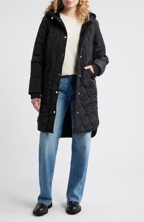 BCBGeneration Onion Quilted Hooded Long Coat in Black at Nordstrom Rack, Size Small