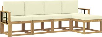 vidaXL Conjunto De Sof&aacute;s De Exterior 5 Uds. Blanco Y Crema Vidaxl