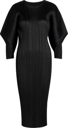 Pleats Please Issey Miyake Pleated Woven Midi Dress - Black - 3