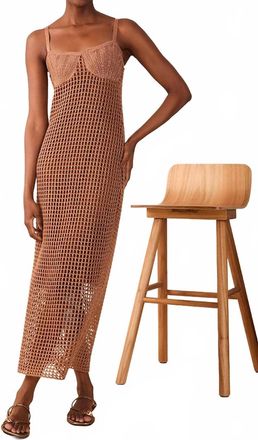 Dress To Crochet Shell Midi Dress In Gold