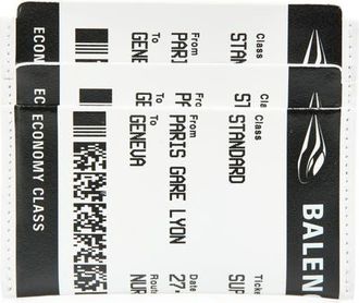 Balenciaga Boarding Pass Leather Card Case in 1090 Black/White at Nordstrom
