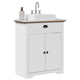 vidaXL Mobile Lavabo Da Bagno Bodo Bianco E Marrone 70x35x80 Cm - Vidaxl