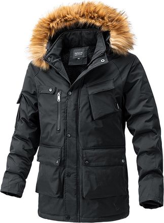 Generic Winter Jackets for Men Heavy Weight Hooded Parka Jacket Waterproof Outdoor Quilted Insulated Padded Coats with Pockets