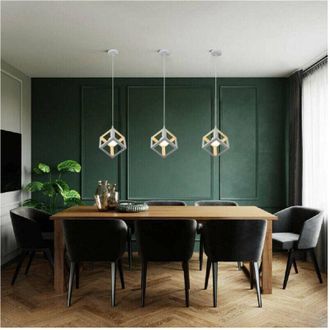 Trade Shop Trade Shop Traesio - Trade Shop - Lampadario Da Soffitto A Sospensione A Forma Di Cubo 3d Portalampada E27 A24 - Blanco