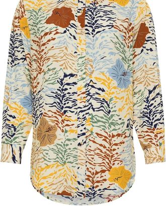 Carolina K Zahara Shirt In Floral Tiger Cream