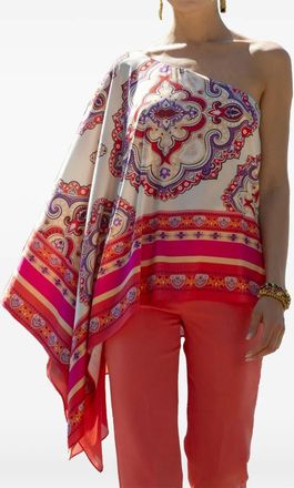 Hanita one-shoulder patterned top - Neutrals