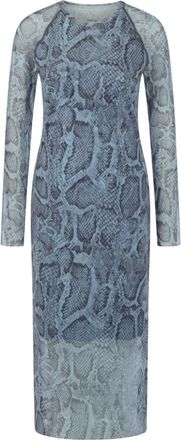 Marc Cain Kleedjes, Dames, Blauw, L, Transparante Mesh Midi Jurk