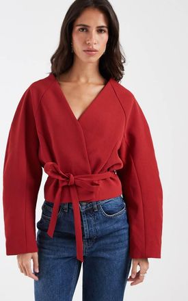 Asos blazer corto con spalle arrotondate rosso