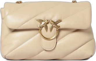 Pinko Pinko - Love Classic Puff Bag - Dames - Tassen - Beige - Maat: ONE Size Katoen