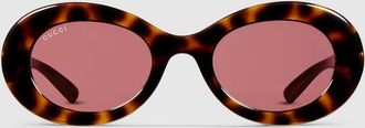 Gucci Oval Frame Sunglasses, Red