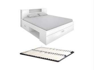 VENTE-UNIQUE.COM Base de cama melamina blanco 140 x 190 cm