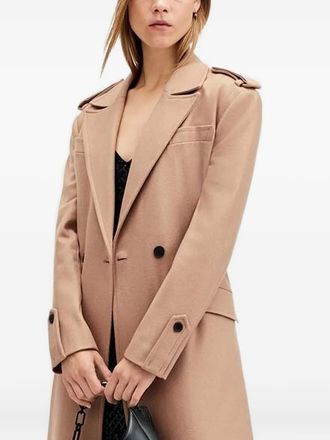 AllSaints belted single-breasted coat - women - Fabric - 10 - Brown