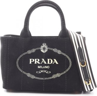 Prada Black Canapa Handbag Tote Bag (Pre-Owned)