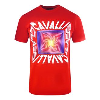 Cavalli Asymmetrisch Box Design Rood T-shirt