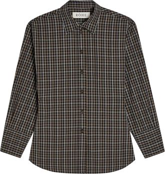 R&oacute;he Checked Cotton Shirt - Black - 42 (UK14 / L)