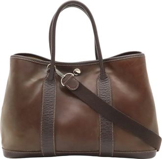 Herm&egrave;s Black Dark Brown Khaki Amazonia Handbag Shoulder Bag Tote Bag (Pre-Owned)