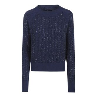 Ermanno Scervino Round-neck Knitwear, female, Blue, Size: XS Blue Sweater Aw25 Stylish Design