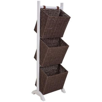 Wanderlust Deco Wanderlust Deco - Revistero Con Soporte De Madera Y Tres Cestos 37x27x115