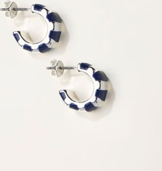 Fat Face FatFace Blue Enamel Hoop Earrings