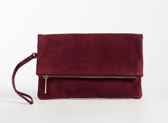 Accessorize pochette pieghevole in camoscio bordeaux-Rosso