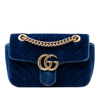 Gucci Pre-owned Cross Body Bags, female, Blue, Size: ONE SIZE Pre-owned Marmont Matelass&eacute; Shoulder Bag