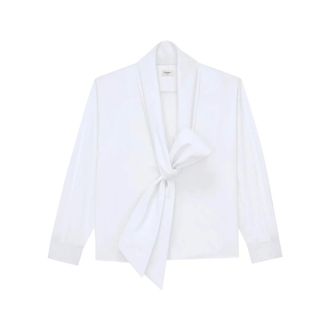 Saint Laurent Knot Detail Shirt - female - Saint Laurent - Shirts - White - XS - Blouses & Shirts