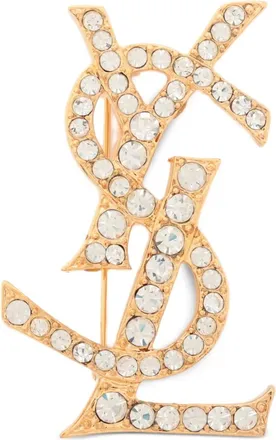 Saint Laurent Spilla Cassandre con cristalli - Oro