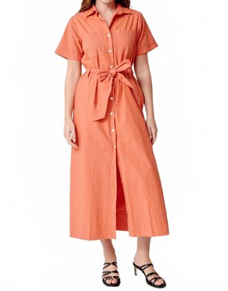 Lilla P Eyelet Trim Maxi Shirt Dress In Terracotta