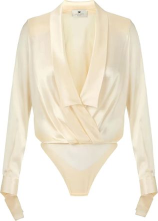 Elisabetta Franchi Body con revers a scialle - Toni neutri