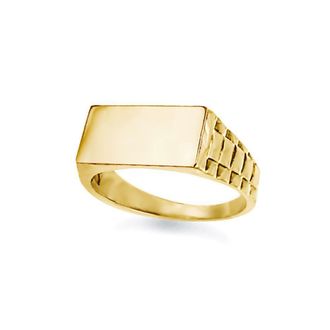 Jewelco London 9ct Gold Engravable Presidential Initial Blank Plate Signet Ring | Size: R