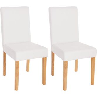 Hhg Non utilizzato] Set 2x sedie Littau ecopelle opaca soggiorno cucina sala da pranzo 56x43x90cm bianco piedi chiari