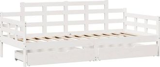 vidaXL Daybed with Drawers without Mattress White 90x190 cm Single Solid Wood Vidaxl
