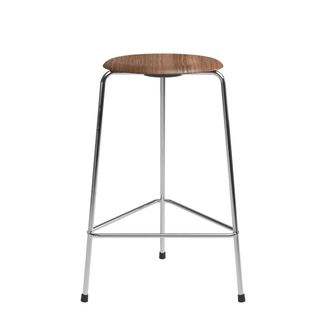 Fritz Hansen High Dot Barhocker H 65 cm, Furnier walnuss / Untergestell Chrom