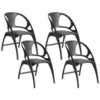 Beliani Beliani - Conjunto De 4 Sillas De Comedor Exterior Modernas Plegables Ligeras De Pl&aacute;stico Negro Nemi