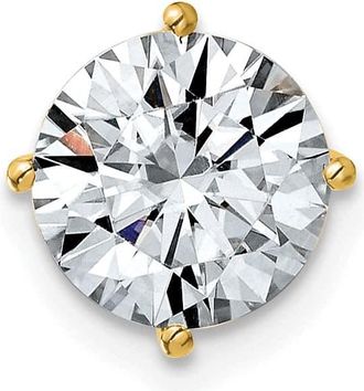 Diamond2Deal 14k Yellow Gold 2ct. 8.0mm Round Moissanite Solitaire Chain Slide Pendant