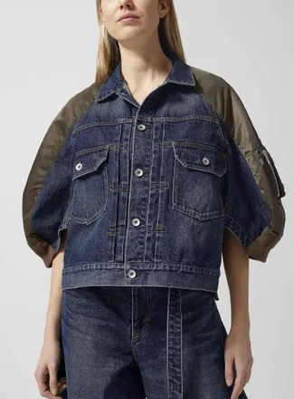 sacai Womens Bomber sleeves denim jacket