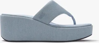 FitFlop Fitflop Platfforms Denim Womens Toe-post Sandals Light - Blue Textile - Size UK 5