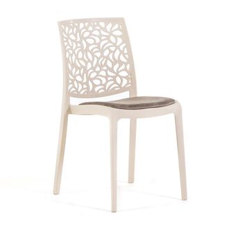 Siediti Fuori e Dentro Set de 6 sillas de resina crema con coj&iacute;n t&oacute;rtola