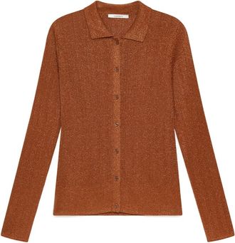 Maliparmi Lurex Rib Cardigan - Dames - Vesten - Bruin - L - Truien & Vesten