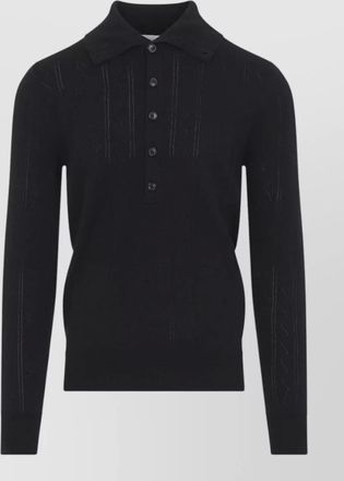 Dries Van Noten fine-knit virgin wool cotton long-sleeve polo cardigan